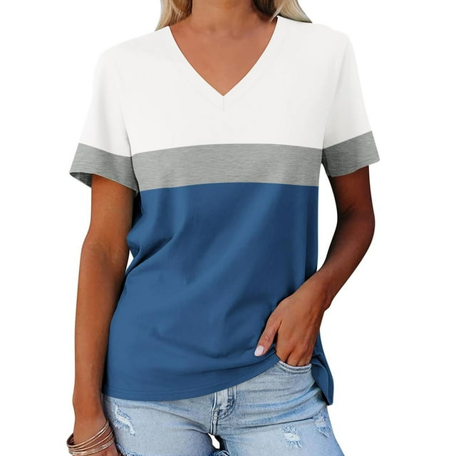 Blouses pour Femmes Mode Décontractée pour Femmes Imprimé Galaxie Astral T-shirt à Col en V à Manches Courtes