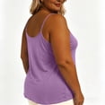 thumbnail image 6 of TEAJOPSUU Women's Plus Size Cami Tops Spaghetti Straps V Neck Sleeveless Tank Tops Trendy Lace Trim Crisscross Front Solid Summer Camisole Shirts Purple, 6 of 7