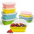 thumbnail image 3 of 4 Pcs Foldable Food Storage Containers With Airtight Lid,Foldable Silicone Lunch Containers,Rectangular Foldable Bowls,Foldable Food Storage Containers,Foldable Bowls For Kitchen Travel Camping,4 PCS, 3 of 8