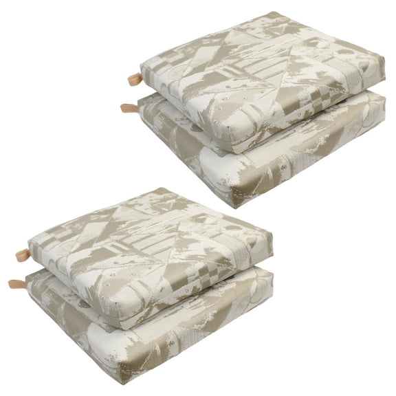 Blazing Needles 93454-4CH-ID-048 20 x 19 in. Jacquard Chair Cushions, Getty Globe - Set of 4