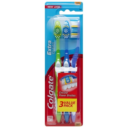 Colgate Extra Clean Full Head Toothbrush, Soft - 3 Count
