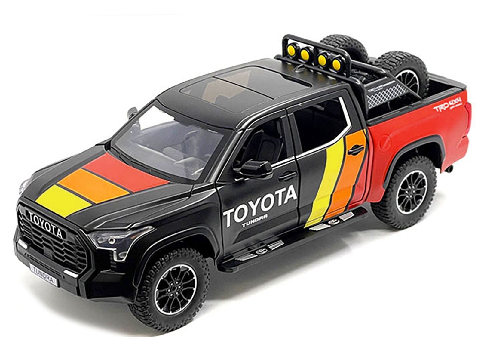 2023 Toyota Tundra TRD 4x4 Truck Black & Red with Stripes with Sunroof and Wheel Rack Ltd Ed to 2400 pcs 1/24 Diecast Model Car