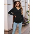 thumbnail image 4 of Womens Long Sleeve Shirts V Neck Casual Tops Loose Dressy Basic Fall Fashion Trendy Outfits Winter Clothes, 4 of 8