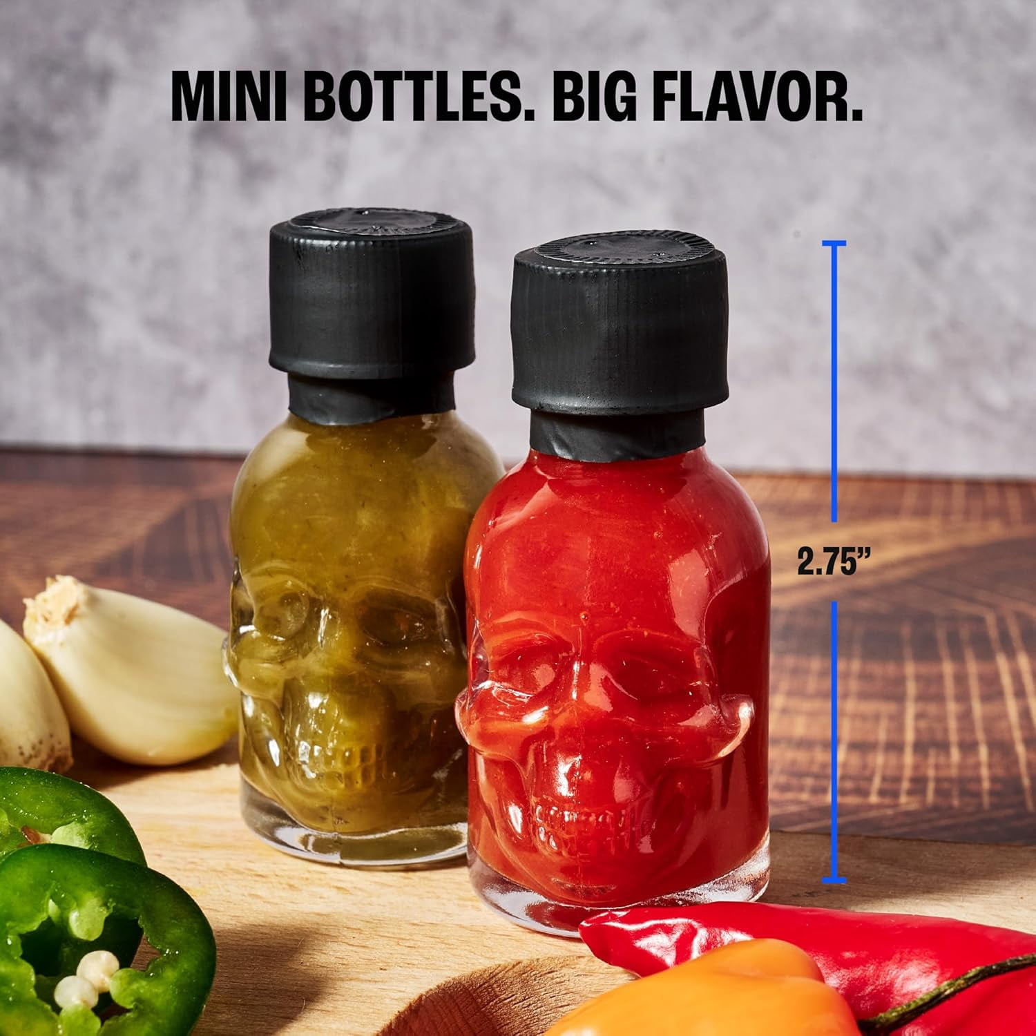 Man Crates Hot Sauce Inferno Flight, Includes 21 Flavors in Skull-Shaped Mini Hot Sauce Bottles, Spicy Challenge with Habanero, Ghost Pepper for Father's Day Gifts