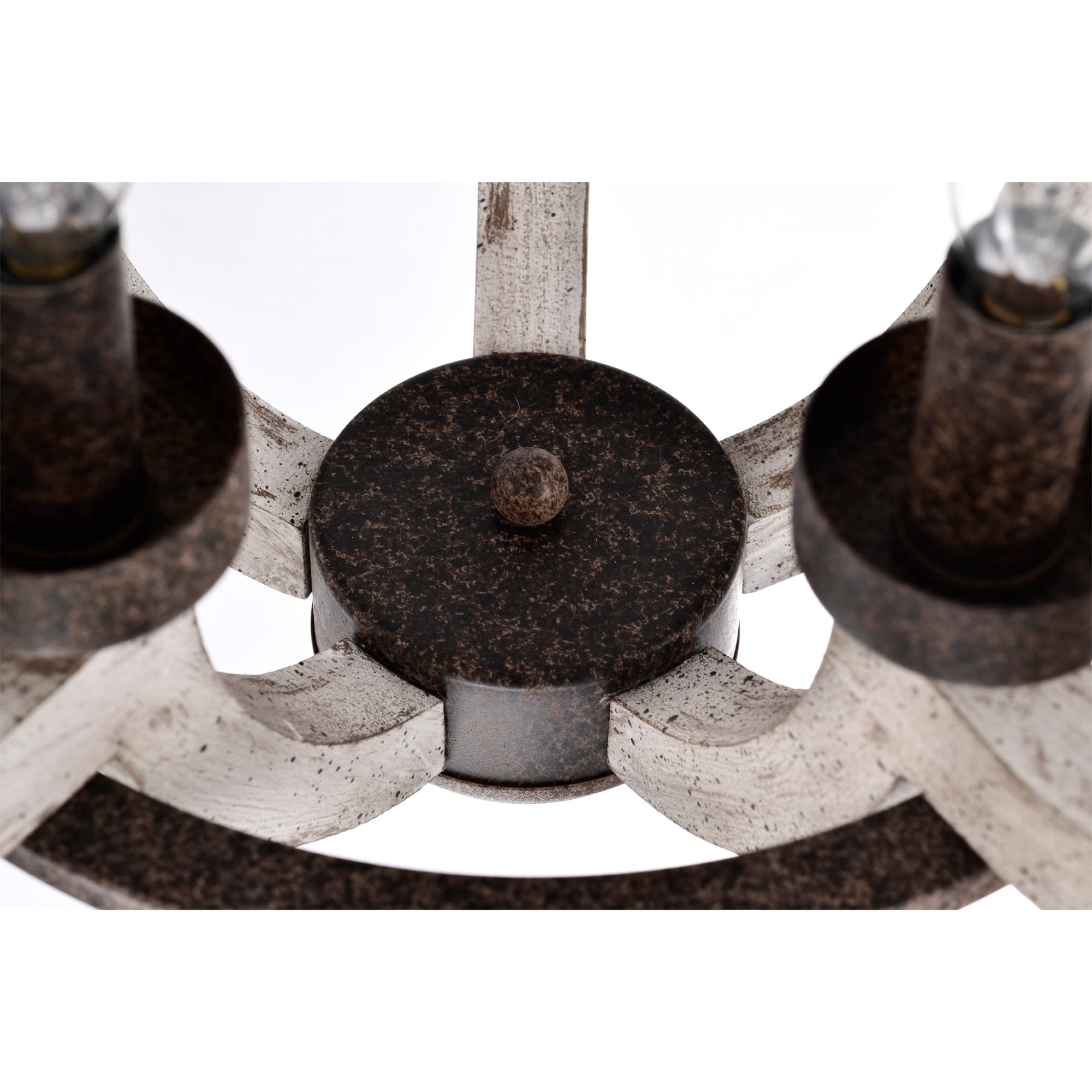 Nelly 18 in. 5-Light Indoor Rustic Brown and Weathered White Finish Chandelier with Light Kit