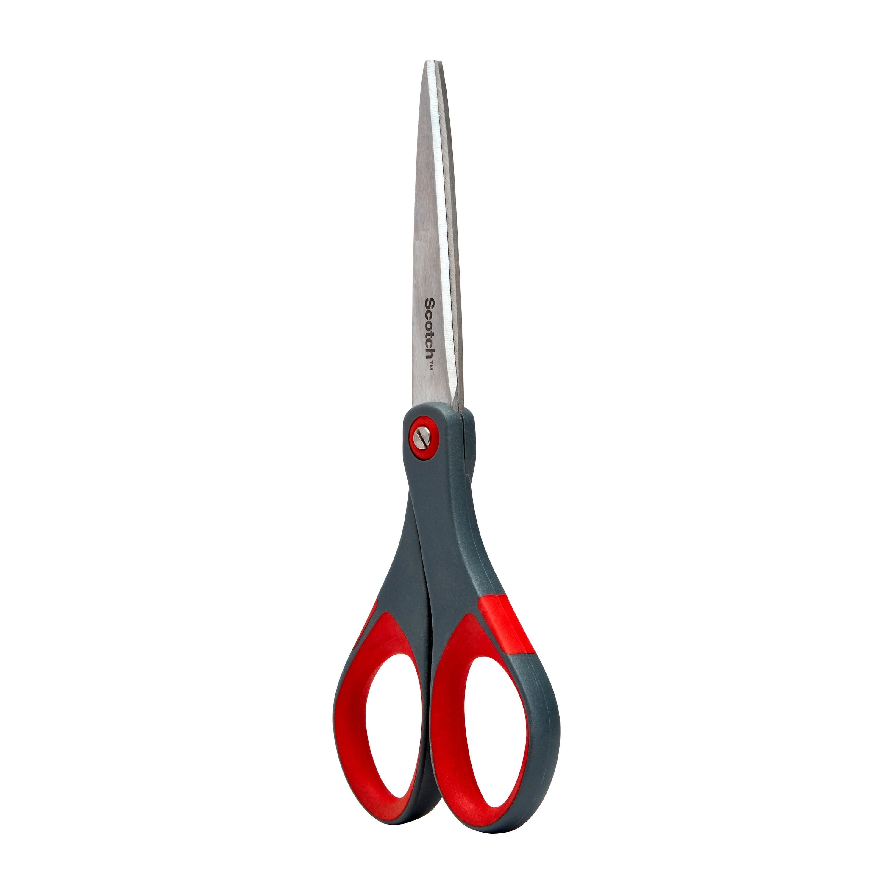 Scotch 1448 Precision Scissors, Pointed, 8 Length, 3-1/8 Cut, Gray/Red 