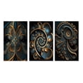 thumbnail image 2 of Designart "Retro Fractal Universe in Gold and Teal I" Fractals Wall Art Set Of 3 - Transitional Gold Canvas Set For Living Room Decor, 2 of 6