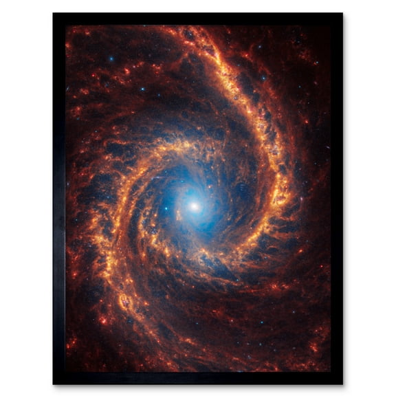Artery8 NASA James Webb Telescope View of Spiral Galaxy NGC 1566 Living Room Art Print Framed Poster Wall Decor 12x16 inch