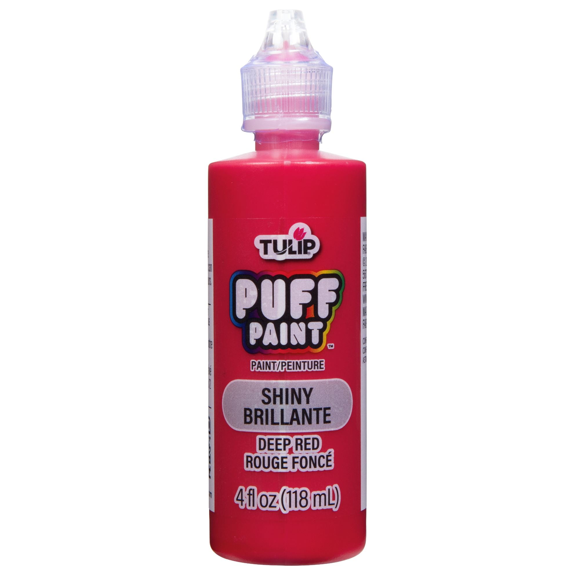 (3 pack) Tulip Puff Fabric Paint, Shiny, Shiny Deep Red, 4 fl oz, Liquid Gel