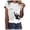 White, variant on Herrnalise Women's Print T Shirts Women's Fashion Cat Print Round Neck Short Sleeve T-Shirt