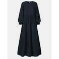thumbnail image 3 of ZANZEA Womens Dresses Crew Neck Long Sleeve Casual Solid Long Maxi Dress, 3 of 5