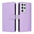 thumbnail image 2 of Compatible with Samsung Galaxy S21 Ultra Case, Premium Leather Wallet Book Case Magnetic Flip RFID Blocking Credit Card Holder Kickstand with Wrist Strap Shock Absorbing Case, Purple, 2 of 11