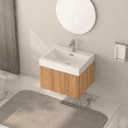 thumbnail image 4 of Modern Bathroom Vanity 24" Bathroom Vanity with Sink,Wall Mounted Floating Bathroom Cabinet with Integrated Basin Plywood Finish Modern Minimalist Design for Compact Bathrooms Acacia Color,Wooden Bat, 4 of 11