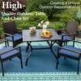 thumbnail image 2 of 6 Pieces Outdoor Patio Dining Set with 10 Ft Umbrella Square Metal Table & Wicker Chairs Furniture Set- Navy Blue, 2 of 14