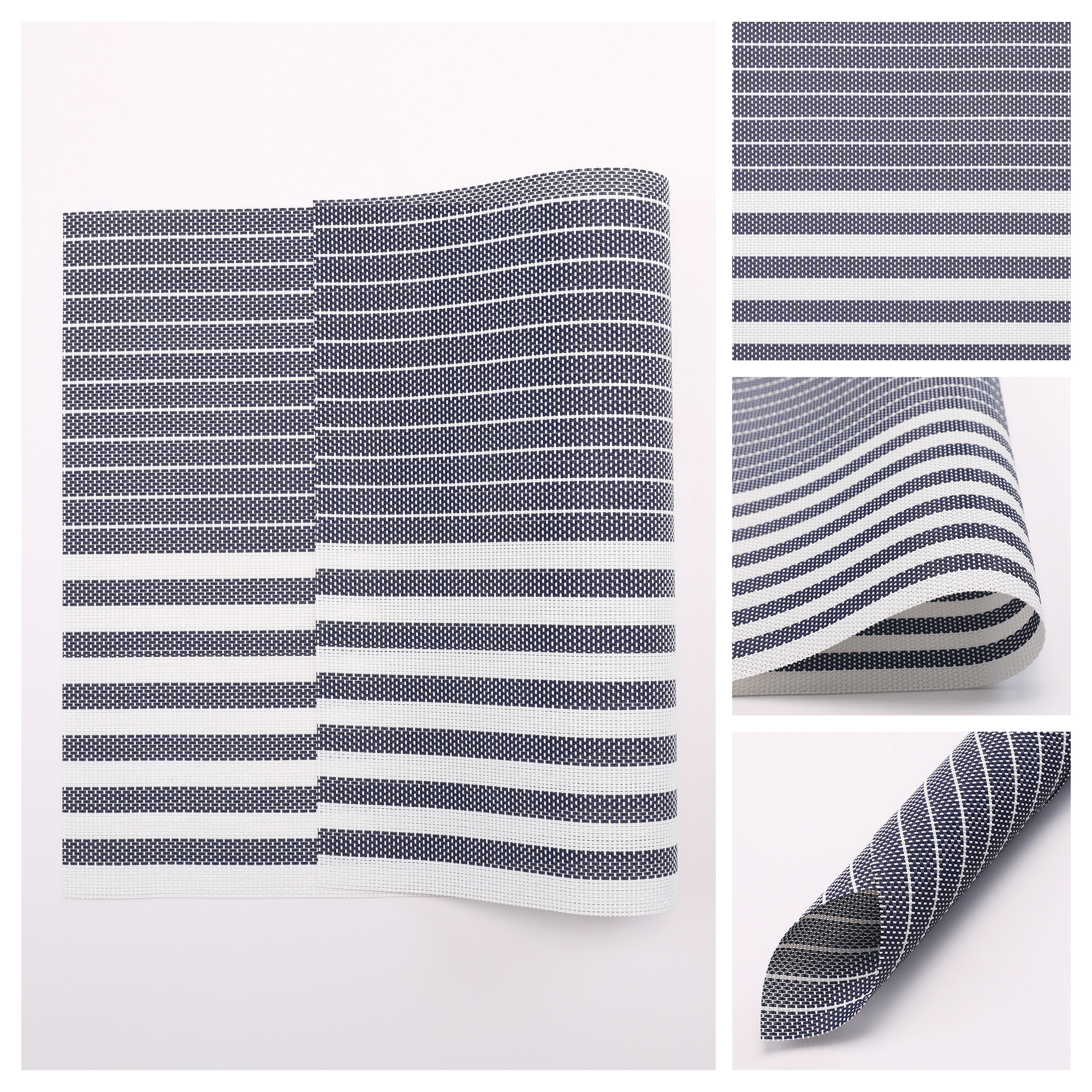 Unique Bargains Set of 6 Wipeable Plastic Placemats for Kitchen Dining Table Dark Blue