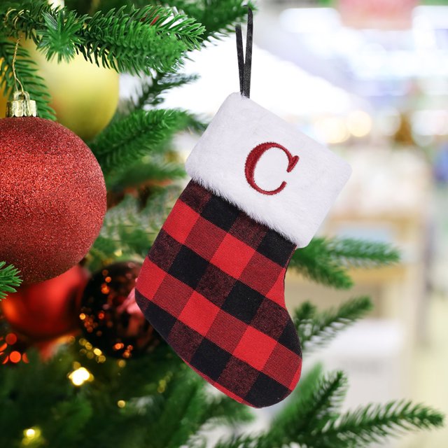 Seyotauo A to Z Knitted Christmas Stocking Gift Bag, Embroidered Letter Design, Holiday Decoration for Fireplace, Tree, or Display, Festive Wool Hosiery for Children, Durable and Easy to Hang