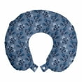 thumbnail image 1 of Floral Travel Pillow Neck Rest, Abstract Flowers in Pastel Cold Tones Monochrome Style Silhouettes, Memory Foam Traveling Accessory Airplane and Car, 12", Blue Grey and Multicolor, by Ambesonne, 1 of 2