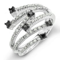 Dazzlingrock Collection 0.48 Carat (ctw) 14k Round Black & White Diamond Ladies Cocktail Right Hand Ring 1/2 CT, White Gold, Size 8.5