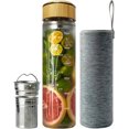 thumbnail image 1 of SHIJIU-650ml Glass Water Bottle with Infuser and Bamboo Lid Stainless Steel Handle, 1 of 4