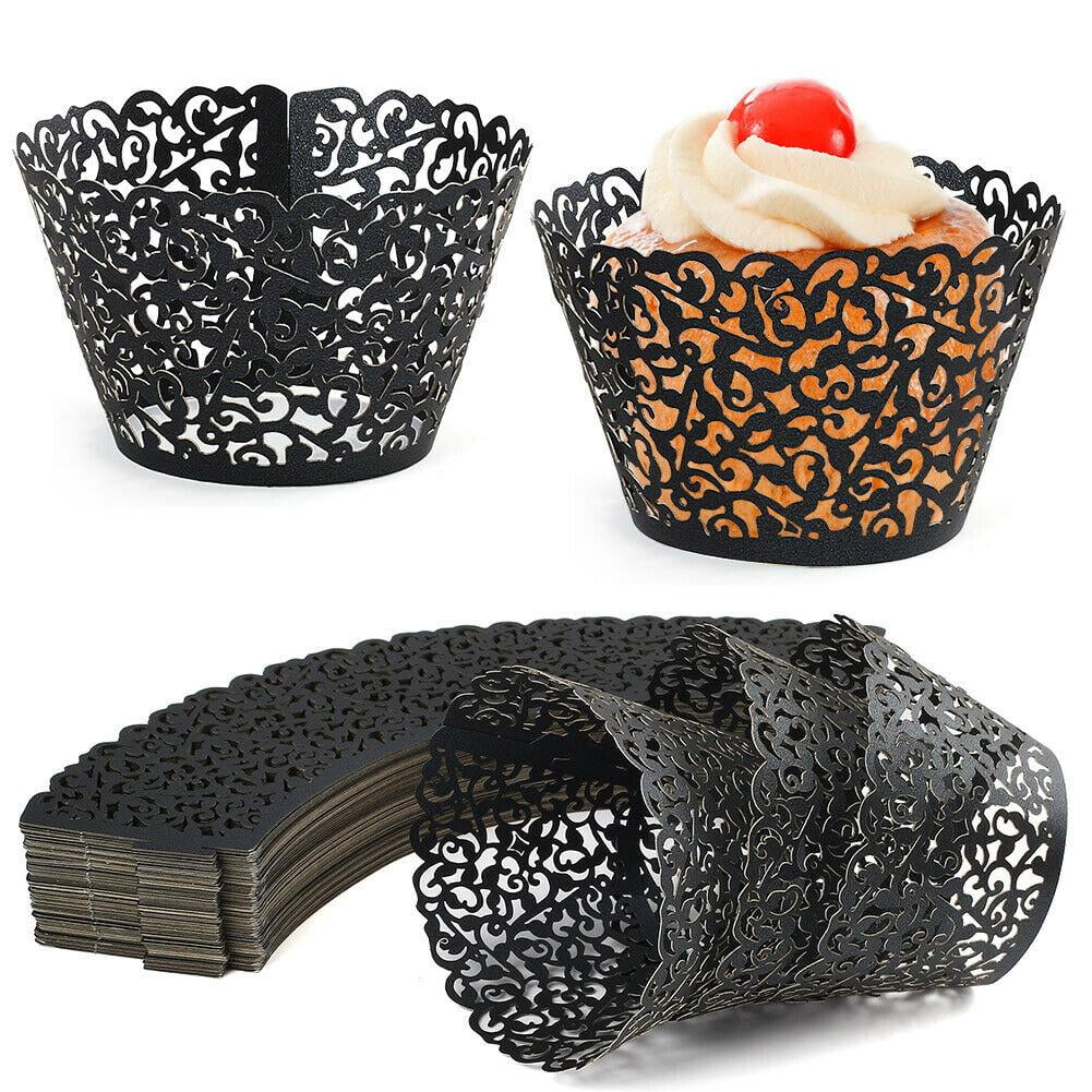 100pcs Vine Lace Cup Cake Wrappers Wedding Birthday Cake Table Decor Hollow Cup 