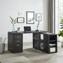 Ariel L Shaped Desk with Storage, Office Desk, L Shaped Computer Desk, Corner Desk with Storage Shelves, Cabinet, File Drawer, Computer Table Workstation for Home Office by Naomi Home – Espresso