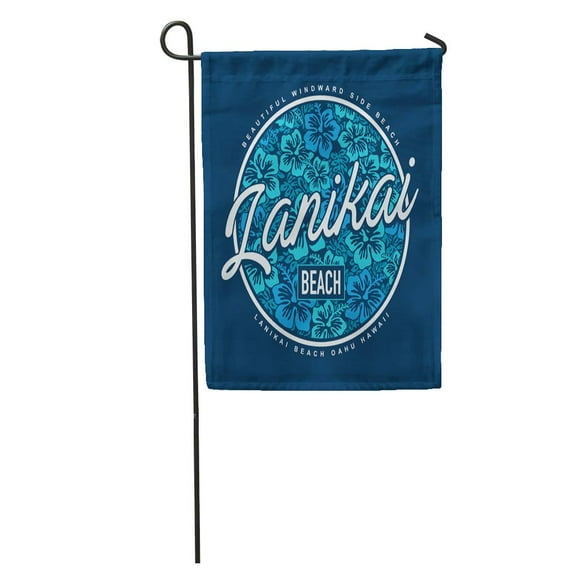 POGLIP Blue Hawaii Lanikai Surf Beach Graphics Green Tropical Hibiscus Summer Garden Flag Decorative Flag House Banner 28x40 inch