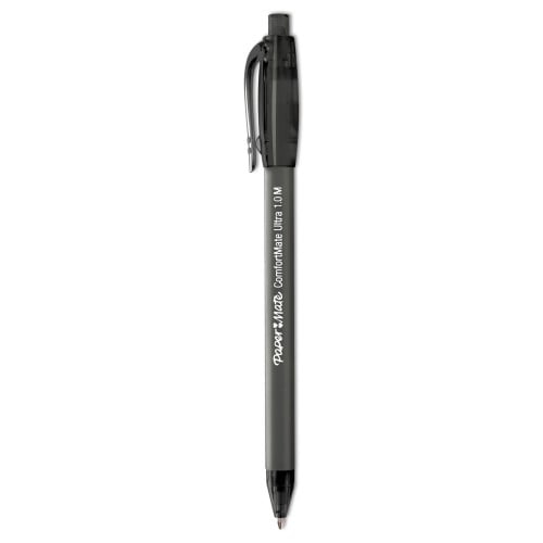 New Paper Mate ComfortMate Ultra Retractable Ballpoint Pen, 0.8mm, Black Ink/Barrel, Dozen,Each