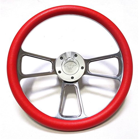 1970 1971 1972 1973 1974 Ford Mustang Red Steering Wheel, Pony Horn & Adapter