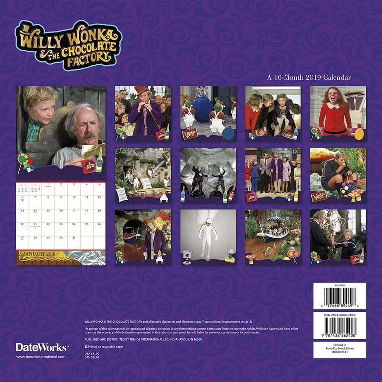 2019 Willy Wonka Wall Calendar - Walmart.com