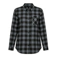 thumbnail image 6 of TRUNZI Women's Button Down Plaid Shirts Long Sleeves Lapel Collar Casual Regular Fit Shackets with Chest Pocket,Dark Gray,Size L, 6 of 8