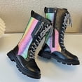 thumbnail image 3 of Eltusu Big Girls Riding Boots, Mid-Calf Lace-Up Thermal Princess Winter Shoes Black Size 1(Big Kids), 3 of 8