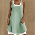 thumbnail image 2 of Hyknon Robes d'Été pour Femmes Mode Été Col Rond Sans Manches Fausses Deux Pièces Mini Robes Amples Couleur Unie Ligne A Fluides Robes de Plage, 2 of 5