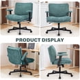 thumbnail image 4 of Criss Cross Desk Chair with Wheels and Flip Arms, Thick Padded Wide Seat Office Chair, Fabric Cross Legged Office Chair for Home Office, Mid Back Swivel Makeup Vanity Chair, 4 of 8