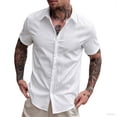thumbnail image 3 of Yaoyar Men's Casual Button Down Shirts Short Sleeve Textured Summer Beach Shirt with Pocket, 3 of 7