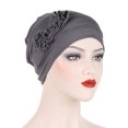 thumbnail image 5 of Chemo Headwear for Women Flower Pleated Beanies Stretch Elastic Turbans Soft Cancer Hats Head Coverings Scarf,Dark Gray, 5 of 6