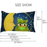 Wellsay Rectangle Pillowcases Owl on a Sleeping Moon Among Stars Zippered Throw Pillow Case 20x36in Cushion Pillow Covers Protectors for Home Car Decoration