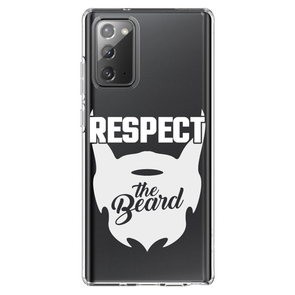 DistinctInk Clear Shockproof Hybrid Case for Galaxy Note 20 ULTRA (6.9" Screen) - TPU Bumper Acrylic Back Tempered Glass Screen Protector - Respect the Beard