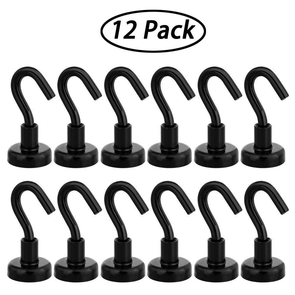 12Lb Heavy Duty Magnetic Hooks With Stickers Strong Powerful Neodymium 15 Pack 