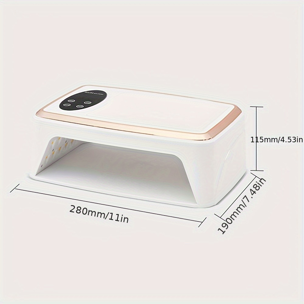 PRYZUNA Professional Nail Lamp – 380W Gel Nail Dryer with 90 LEDs, 4 Timer Settings, Smart Sensor & PU Armrest for Salon and Home Use (US Plug)