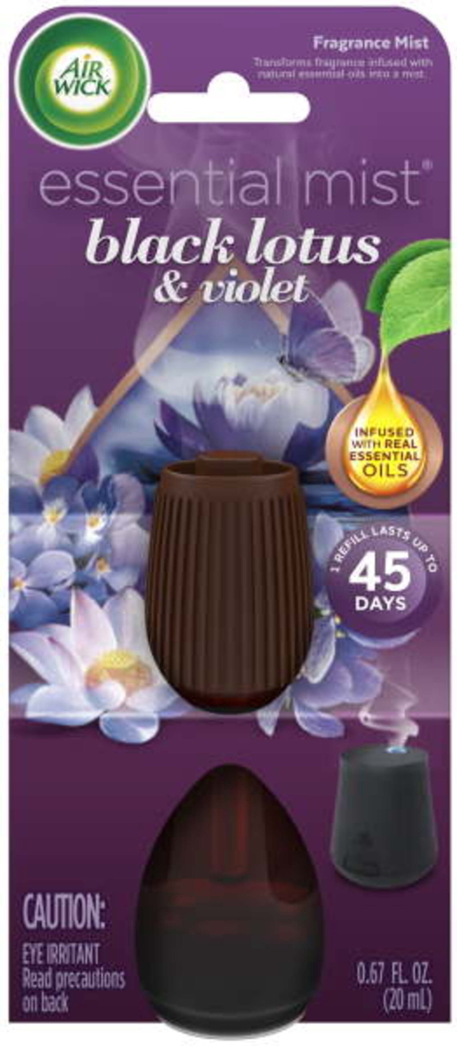 (3 pack) Air Wick Essential Mist Scented Oil Air Freshener Diffuser Refill, Black Lotus and Violet, 1 Count