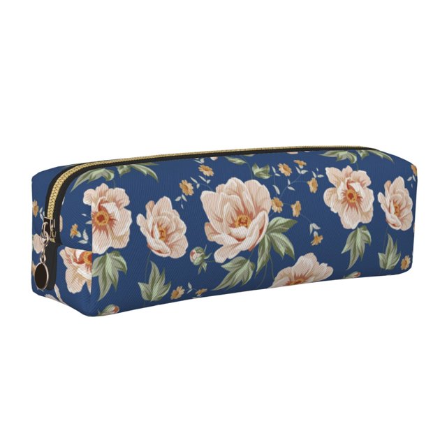 Easygdp Flower para Estuche de Lápices de Cuero, Estuche de Papelería de Cuero, Estuche de Gran Capacidad con Cremallera