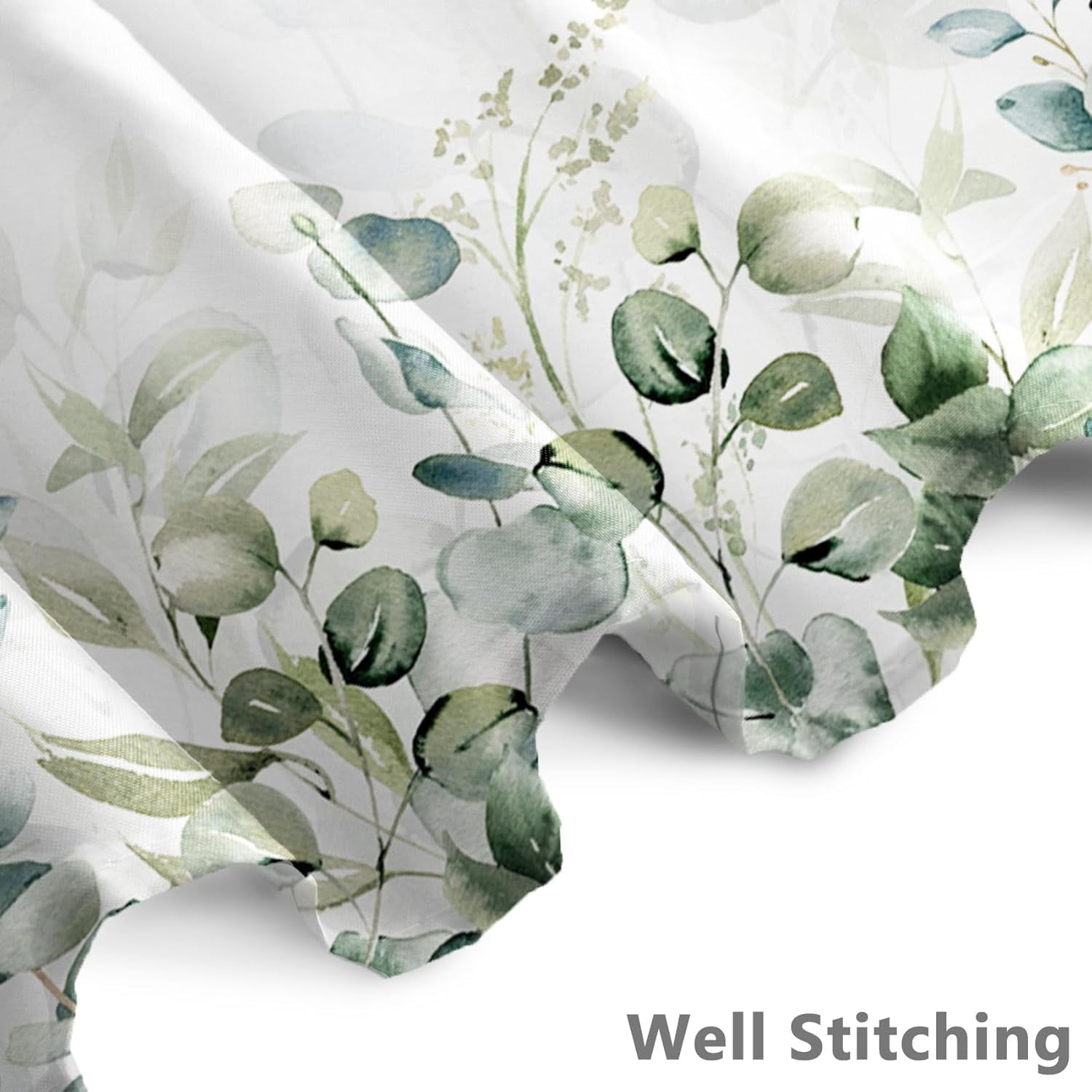 72x72 Inches Green Leaves Shower Curtain Watercolor Eucalyptus Sage Botanical Plants Flower Nature Scenery Shower Curtains for Bathroom Decor Waterproof Polyester Fabric with Hooks