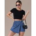 thumbnail image 3 of DARING DIVA Women's High Waist Western Asymmetrical Denim Cargo Skirt XL Dark Blue, 3 of 7