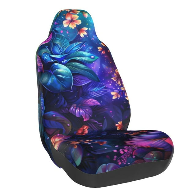 Wukai Magic Colorful Forest Leaves Full Set Car Seat Covers with Soft Padding Universal Auto Front Seats Protector and Cushion Mat