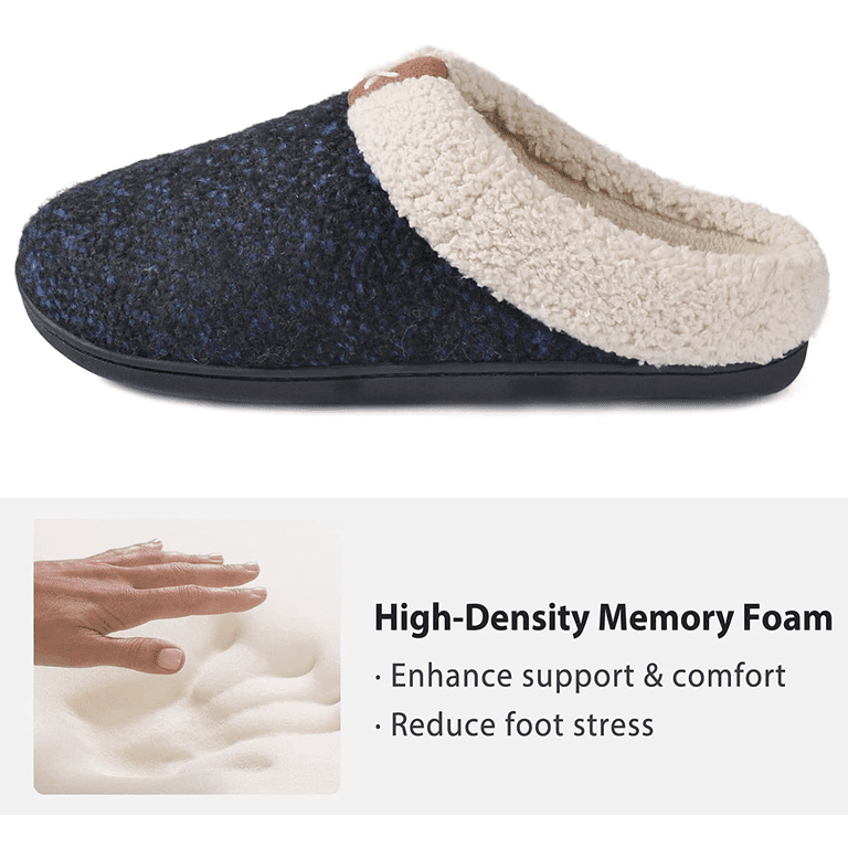 Men\'s Cozy Memory Foam Slippers,Fuzzy Wool-Like Plush Fleece Lined House Slipper Amazon.com | Homitem Mens Slippers Moccasins Memory Foam  main image 2