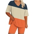 thumbnail image 2 of BXINGOHAI Lounge Set Women Pajama Set Short Sleeve Top and Shorts Set Two Piece Shorts Outfits Set Orange 3XL, 2 of 5