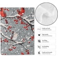 thumbnail image 2 of Manta de invierno con diseño de cardenal, 40 x 50 pulgadas, franela suave y ligera, con estampado de pájaros blancos sobre ramas nevadas, regalos para niños y adultos, para sofá, oficina, viajes,, 2 of 6