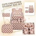 thumbnail image 2 of 3PCS Corduroy Backpack with Lunch Box & Pencil Pouch | Teen School Bags Bookbag Laptop Bag Travel Daypack, Beige Checkered, 2 of 6