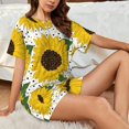 thumbnail image 4 of Balery Sunflowers Conjunto de Pijama para Mujer con Estampado, Dos Piezas de Manga Corta y Shorts, Ropa de Dormir Suave con Cuello Redondo y Bolsillos-Large, 4 of 6