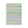 thumbnail image 3 of 5' X 8' Mint Green Pink And Blue Striped Washable Indoor Outdoor Area Rug, 3 of 5
